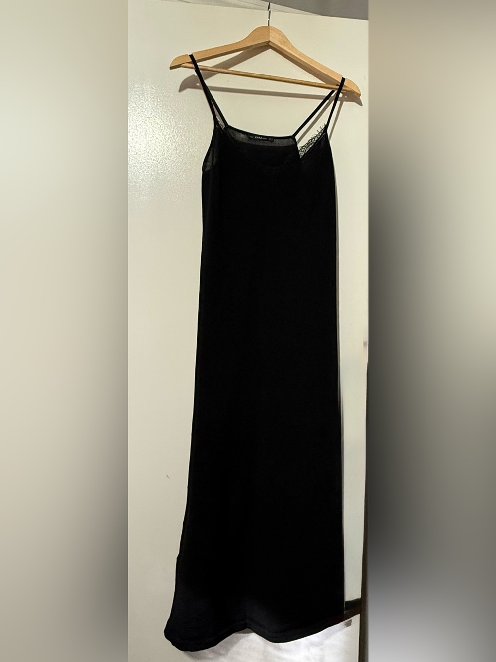 Zara Black Maxi Slip Skirt with Delicate Straps